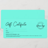 Modern Script Aangepast Logo Cadeaubon teal Kaart (Voorkant / Achterkant)