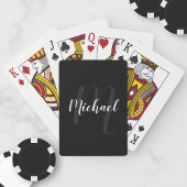 Modern script, aangepast monogram en naam zwart pokerkaarten