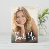 Modern Script Aangepaste Afstuderen foto's Afstude Bedankkaart (Staand voorkant)