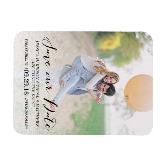 Modern script | Aangepaste foto bespaart onze datu Magneet (Horizontaal)