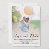 Modern script | Aangepaste foto bespaart onze datu Save The Date (Voorkant)