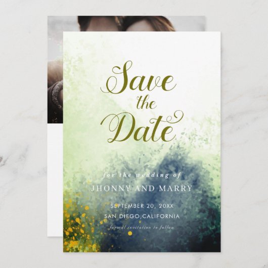 Modern script | Aangepaste foto om de datumkaarten Kaart (Voorkant / Achterkant)