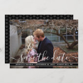 Modern script | Aangepaste foto om de datumkaarten Save The Date (Voorkant / Achterkant)