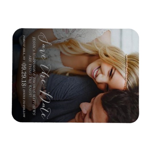 Modern script | Aangepaste foto om de Magnet Datum Magneet (Horizontaal)