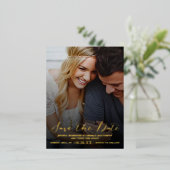 Modern script | Aangepaste foto om de werkelijke d Folie Uitnodiging Briefkaart (Staand Voorkant)