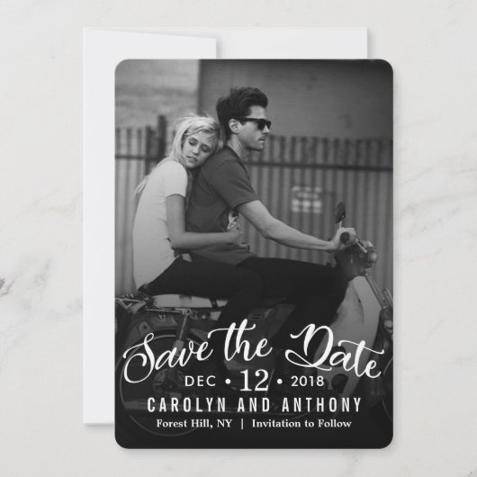 Modern script | Aangepaste foto save the date (Voorkant)