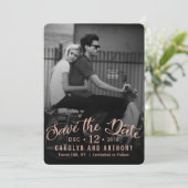Modern Script | Aangepaste foto Save The Date (Staand voorkant)