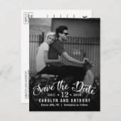 Modern script | Aangepaste foto slaat de datum op Aankondigingskaart (Voorkant / Achterkant)