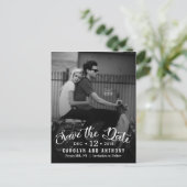 Modern script | Aangepaste foto slaat de datum op Aankondigingskaart (Staand voorkant)