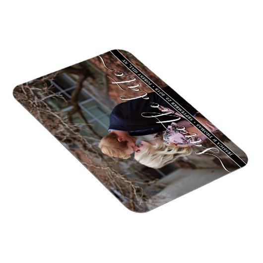 Modern script | Aangepaste foto slaat de datum op Magneet (Rechterzijde)