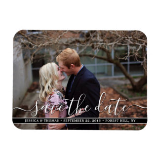 Modern script | Aangepaste foto slaat de datum op Magneet