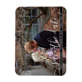 Modern script | Aangepaste foto slaat de datum op Magneet (Verticaal)