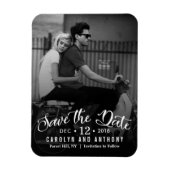 Modern script | Aangepaste foto slaat de datum op Magneet (Verticaal)