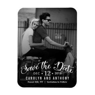 Modern script | Aangepaste foto slaat de datum op Magneet