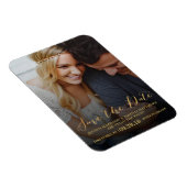 Modern script | Aangepaste foto slaat de datum op Magneet (Rechterzijde)