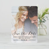 Modern script | Aangepaste foto slaat de datum op Save The Date (Staand voorkant)