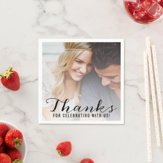 Modern script | Aangepaste fotobruiloft Hartelijk  Servet (Insitu)