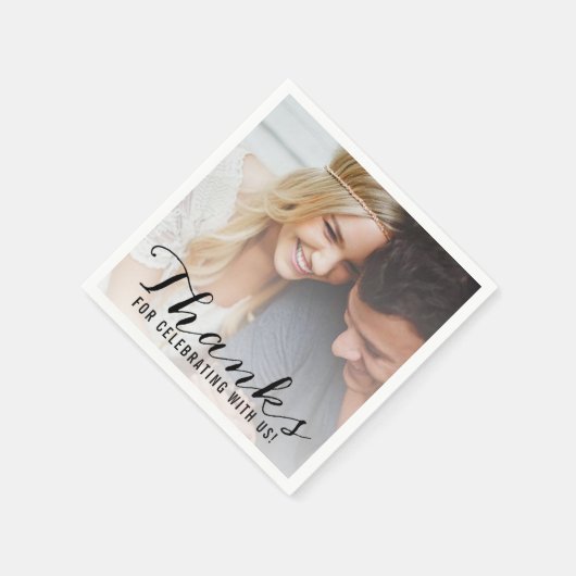 Modern script | Aangepaste fotobruiloft Hartelijk  Servet (Hoek)