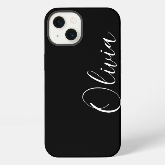 Modern script aangepaste naam monogram stijlvol zw iPhone hoesje (Achterkant)