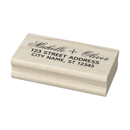 Modern Script Aangepaste Namen Trouwpaar Adres Rubberstempel (Stempel)