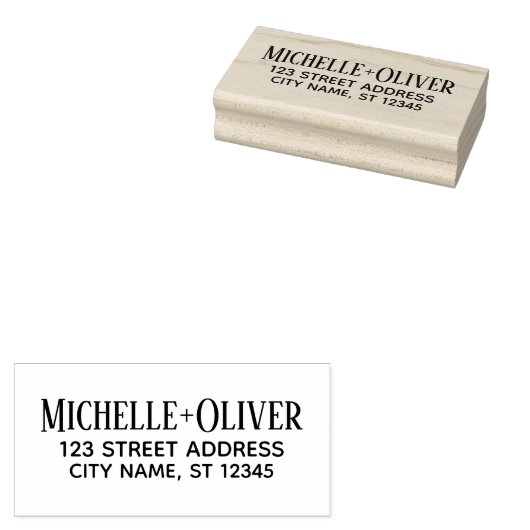 Modern Script Aangepaste Namen Trouwpaar Adres Rubberstempel (Gestempeld)
