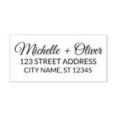 Modern Script Aangepaste Namen Trouwpaar Adres Rubberstempel (Afrduk)