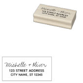 Modern Script Aangepaste Namen Trouwpaar Adres Rubberstempel (Gestempeld)