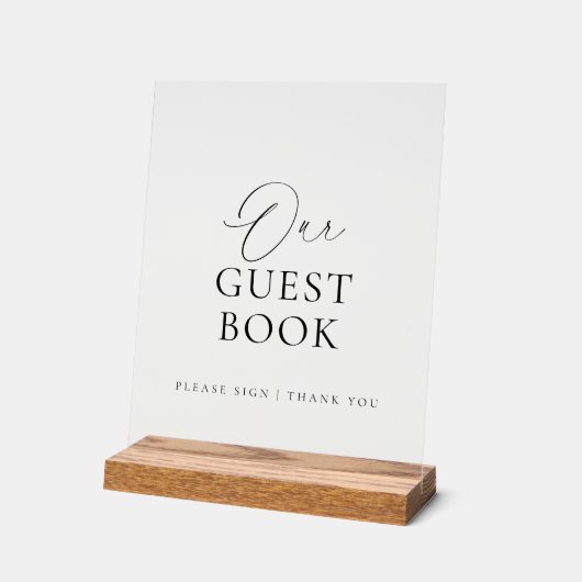 Modern Script Acrylic Wedding Guest Book Sign Acryl Bord (Hoek)