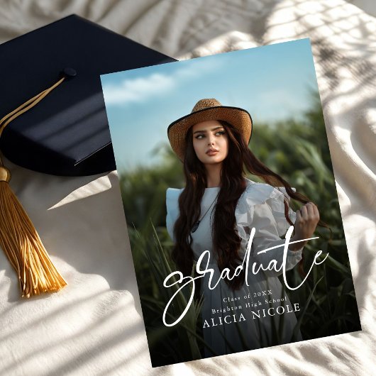 Modern Script  Afgestudeerd 2 Foto's Afstuderen Kaart