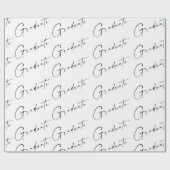 Modern Script Afgestudeerd Zwart en Wit Afstuderen Cadeaupapier (Vlak)