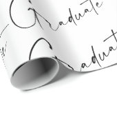 Modern Script Afgestudeerd Zwart en Wit Afstuderen Cadeaupapier (Rol Hoek)