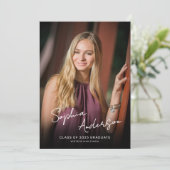 Modern Script Afstudeerder Naam Foto Graduation Pa Kaart (Staand voorkant)