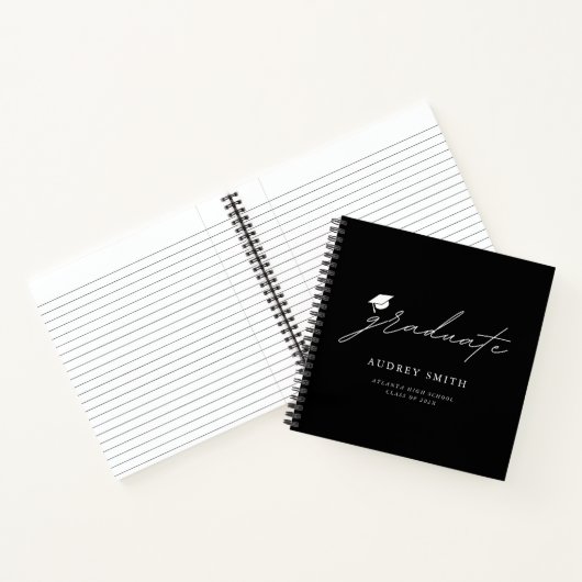 Modern Script Afstudeerfeest Gastboek Notitieboek (Binnen)