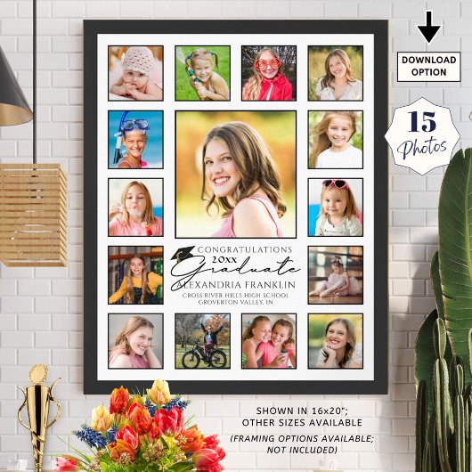 Modern script Afstuderen 15 fotocollage Poster