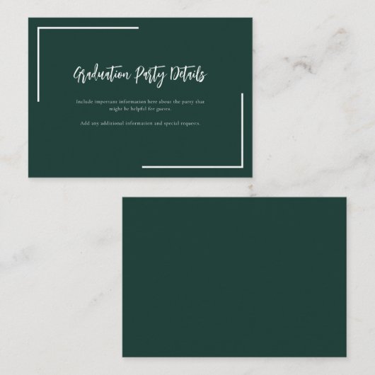 Modern Script Afstuderen 2025 Afstudeerder Party Informatiekaartje (Voorkant / Achterkant)
