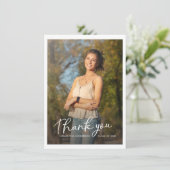 Modern Script Afstuderen 2025 Foto's Afstudeerder Bedankkaart (Staand voorkant)
