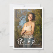 Modern Script Afstuderen 2025 Foto's Afstudeerder Bedankkaart (Voorkant)