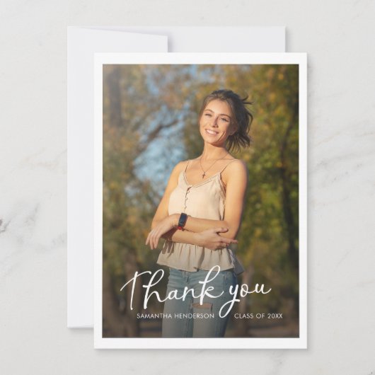 Modern Script Afstuderen 2025 Foto's Afstudeerder Bedankkaart (Voorkant)