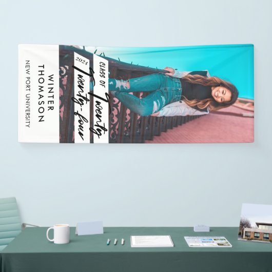 Modern script Afstuderen 222 foto Spandoek (Beurs)