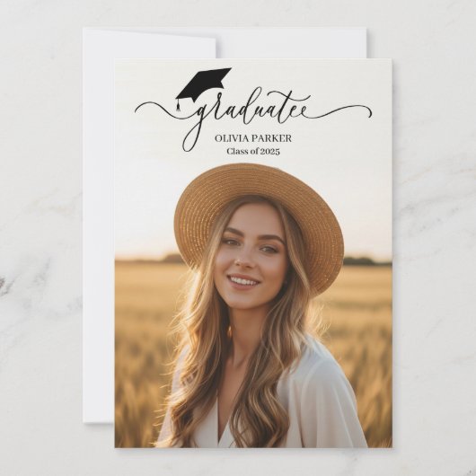 Modern script Afstuderen 2 Foto Afstuderen Invitat Kaart (Voorkant)