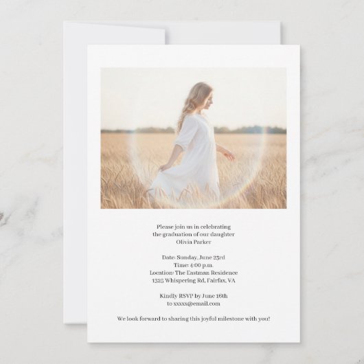 Modern script Afstuderen 2 Foto Afstuderen Invitat Kaart (Achterkant)