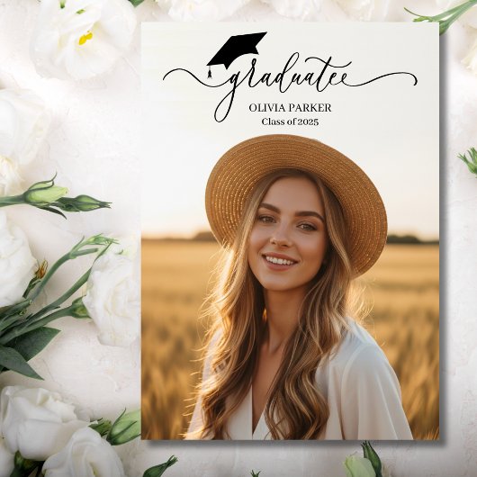 Modern script Afstuderen 2 Foto Afstuderen Invitat Kaart