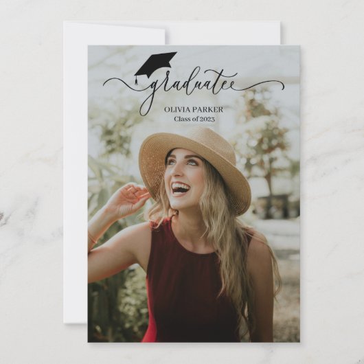 Modern script Afstuderen 2 foto Afstuderen Kaart (Voorkant)