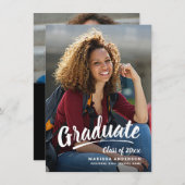 Modern Script Afstuderen 2-zijdig fotofeest Aankondiging (Voorkant / Achterkant)