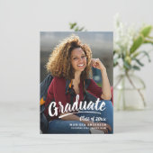 Modern Script Afstuderen 2-zijdig fotofeest Aankondiging (Staand voorkant)