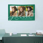 Modern script afstuderen 3 foto groen afstuderen spandoek (Beurs)