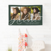 Modern script afstuderen 3 foto groen afstuderen spandoek (Insitu)