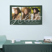 Modern script afstuderen 3 foto groen afstuderen spandoek (Beurs)