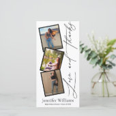 Modern Script afstuderen 3 fotocabine stijlvol Bedankkaart (Staand voorkant)