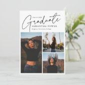 Modern Script Afstuderen 3 foto's Afstuderen Aankondiging (Staand voorkant)